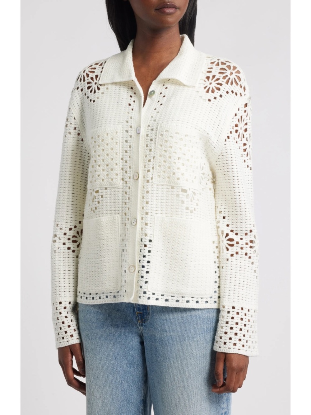 NWT Rails Patmos Open Stitch Cardigan Ivory Sz M